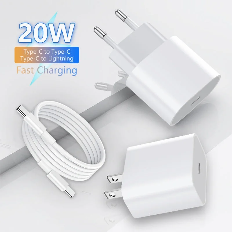 20W PD USB C to lightning chargers and cable kit for iphones 11 12 13 14 ipads