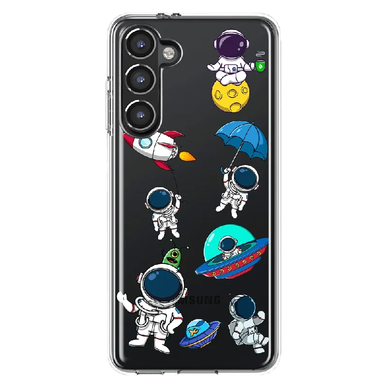 For Samsung Galaxy S23 Cute Astronauts and UFO Rocket Slim Shockproof Hard Shell TPU Case Heavy Duty Protective Phone Cover