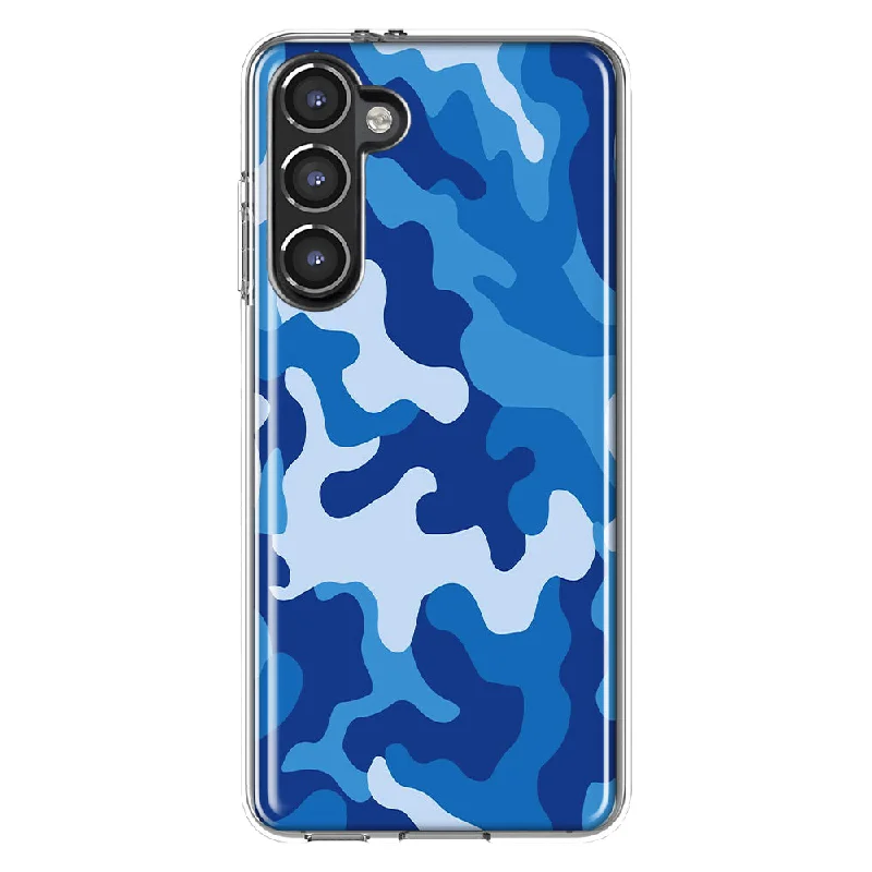 For Samsung Galaxy S23 Plus Blue Camo Slim Shockproof Hard Shell TPU Case Heavy Duty Protective Phone Cover