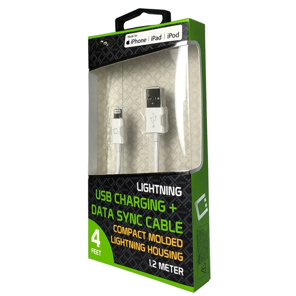 Cellet - iPhone Charging Cable, Apple Lightning 8 Pin to USB Sync & Data Charging Cable - White