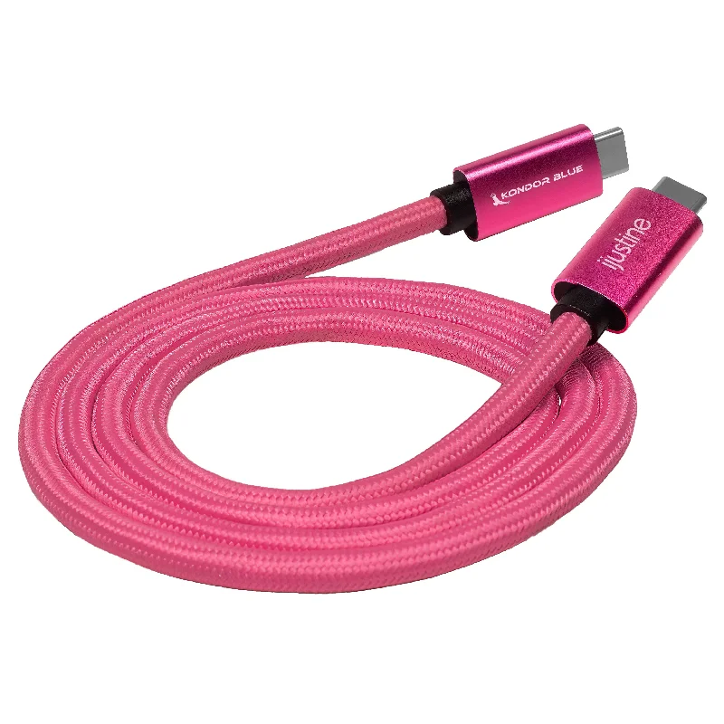 iJustine Pink Thunderbolt 4 Compatible USB 4.0 Type C 8K Cable Blazing 40G Speeds 240W